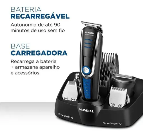 Aparador De Pelos Super Groom 10 Mondial 6W Bivolt BG-03   -   R$ 99,90