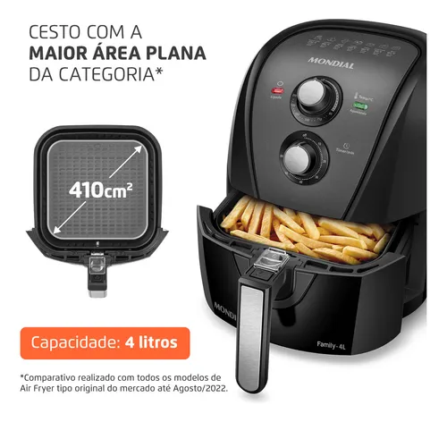 Fritadeira sem óleo air fryer 4L Mondial 1500W AFN-40-BFT.  -   R$ 247,38