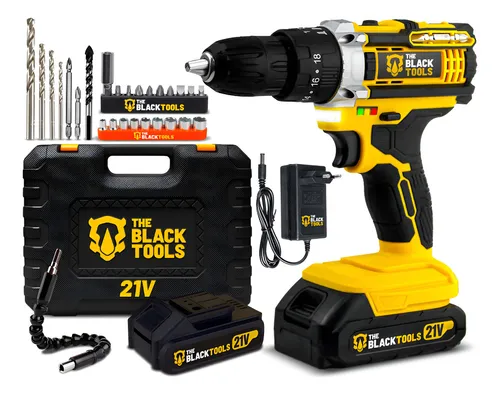 Parafusadeira Furadeira De Impacto The Black Tools Profissional TB-21PX 2 Baterias Com Maleta 60Hz Amarelo.  -  R$ 219,00