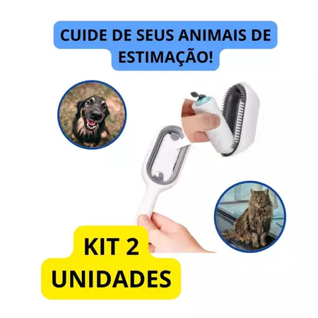 Escova Pet Removedora Tira Pelos Aparador Gato Cachorro Cães Animais Massageadora Kit 2 Unidades  - 17,90