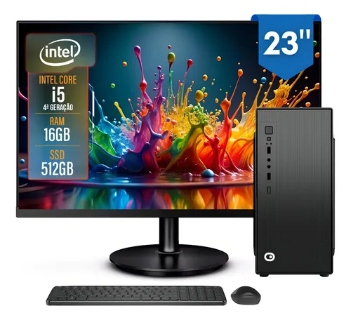 Computador Completo 2Eletro Top Intel Core i5, 16GB RAM, SSD 512GB, Bivolt, Monitor 23" Full HD - CD2E-0132TO   -   R$ 1.185,00