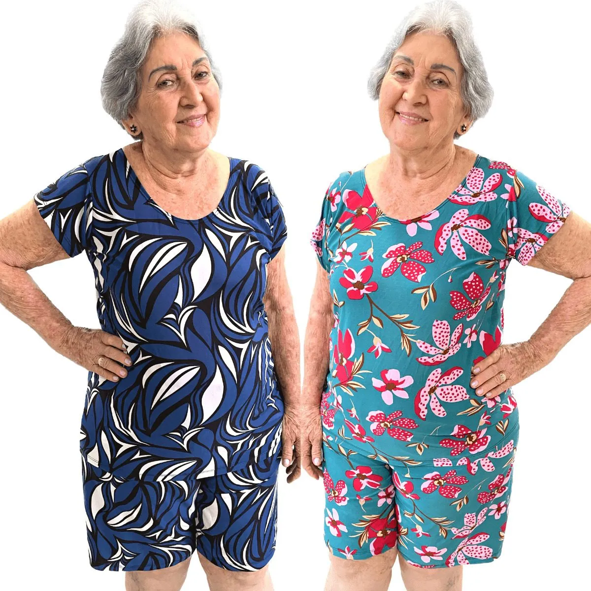 Kit 2 Conjunto Senhora Plus Size Com Manga Feminino Versátil   -   R$ 78,99